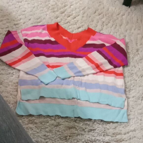 Cabi Multicolored Double V Neckline  Sweater Style 5982. Size Small - Picture 2 of 3